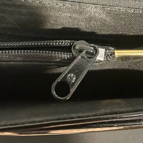 Rafy Black Patent Leather Crossbody Bag with  Gold Bow Detail - Picture 8 of 11
